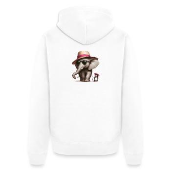 Elefant mit Maus - Unisex Premium Bio Zip Hoodie - Weiß - Hinten - Thijin (182cm)