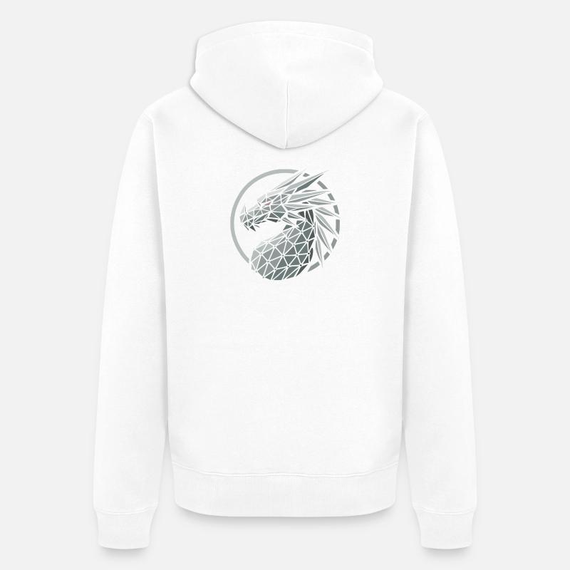 tete dragon polygones bleu - Veste à capuche bio Premium Unisexe - blanc