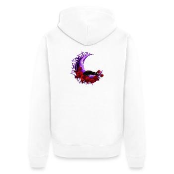 mondsichel, Katzen motiv, Rosenblüten - Unisex Premium Bio Zip Hoodie - Weiß - Hinten - Thijin (182cm)