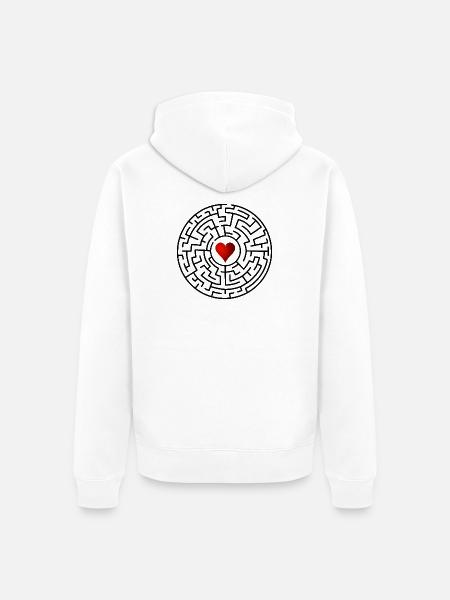 Rotes Herz im Dunkelkreis - Unisex Premium Bio Zip Hoodie - Weiß