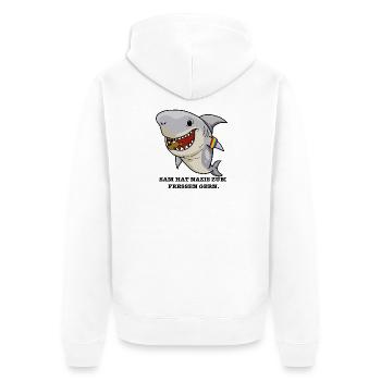 Hai hasst Nazis - Unisex Premium Bio Zip Hoodie - Weiß - Hinten - Thijin (182cm)
