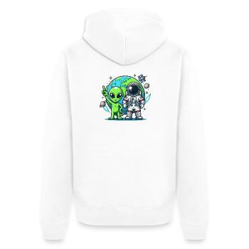 Alien astronauts in space - Unisex Premium Organic Zip Hoodie - white - Back - Thijin (182cm)
