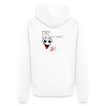 Carnaval , Le carnaval est génial , Chemise amusante de fête - Veste à capuche bio Premium Unisexe - blanc - Dos - Thijin (182cm)