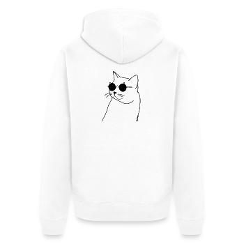 Chat avec des lunettes de soleil - Veste à capuche bio Premium Unisexe - blanc - Dos - Thijin (182cm)