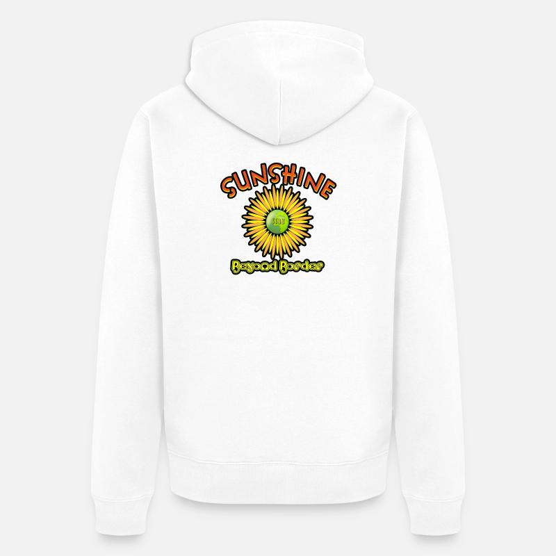 Sunshine Beyond Borders T-Shirt-Design - Unisex Premium Bio Zip Hoodie - Weiß
