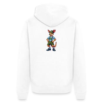 Bayerisches Känguru - Unisex Premium Bio Zip Hoodie - Weiß - Hinten - Thijin (182cm)