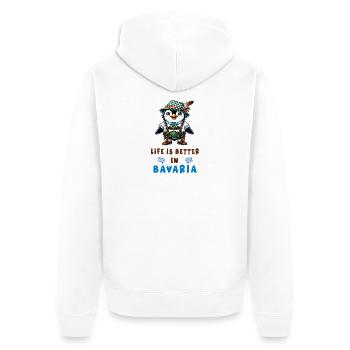 Bavarian Penguin - Unisex Premium Organic Zip Hoodie - white - Back - Thijin (182cm)
