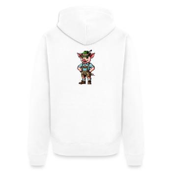 Bayerisches Schwein - Unisex Premium Bio Zip Hoodie - Weiß - Hinten - Thijin (182cm)