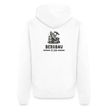 Bergbau ist Leben - Unisex Premium Bio Zip Hoodie - Weiß - Hinten - Thijin (182cm)