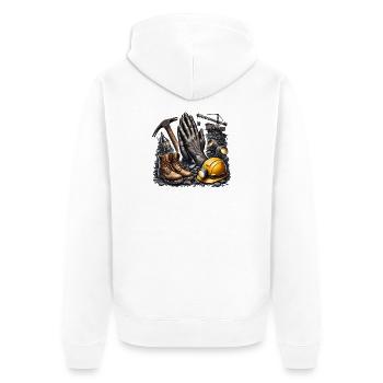 Bergbau ist Leben - Unisex Premium Bio Zip Hoodie - Weiß - Hinten - Thijin (182cm)