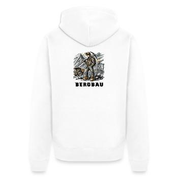 Harte Arbeit im Bergbau - Unisex Premium Bio Zip Hoodie - Weiß - Hinten - Thijin (182cm)