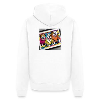 Funny Dogs - Unisex Premium Bio Zip Hoodie - Weiß - Hinten - Thijin (182cm)