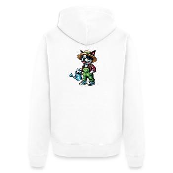 Bostie Gärtner - Unisex Premium Bio Zip Hoodie - Weiß - Hinten - Thijin (182cm)
