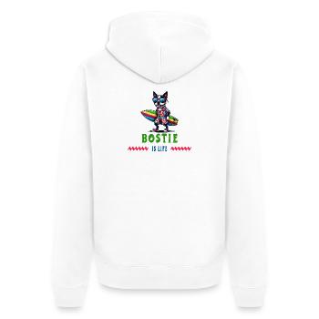 Bostie Surfer - Unisex Premium Bio Zip Hoodie - Weiß - Hinten - Thijin (182cm)
