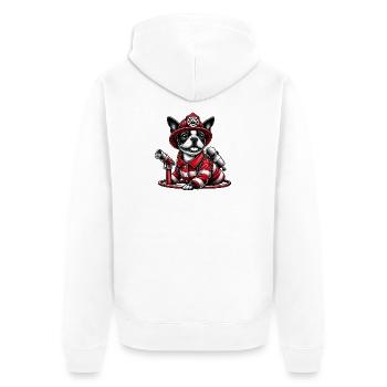 Bostie Feuerwehrhund - Unisex Premium Bio Zip Hoodie - Weiß - Hinten - Thijin (182cm)