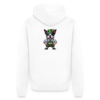 Bostie in Tracht - Unisex Premium Bio Zip Hoodie - Weiß - Hinten - Thijin (182cm)