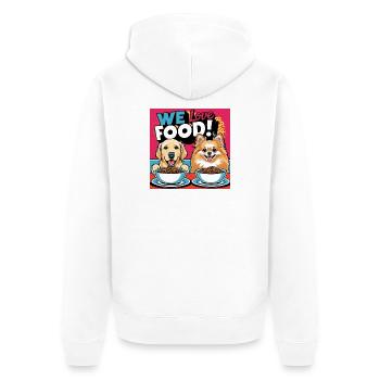 Comic Dogs - We Love Food - Unisex Premium Bio Zip Hoodie - Weiß - Hinten - Thijin (182cm)