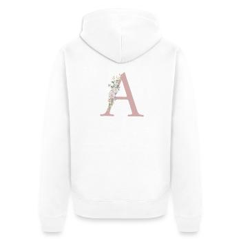 A Monogram, Floral, Personalizable - Unisex Premium Organic Zip Hoodie - white - Back - Thijin (182cm)