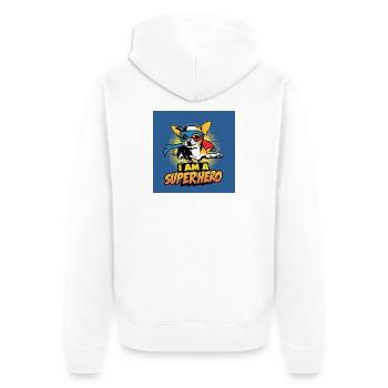 Chien Chihuahua « Je suis un super-héros » - Veste à capuche bio Premium Unisexe - blanc - Dos - Thijin (182cm)