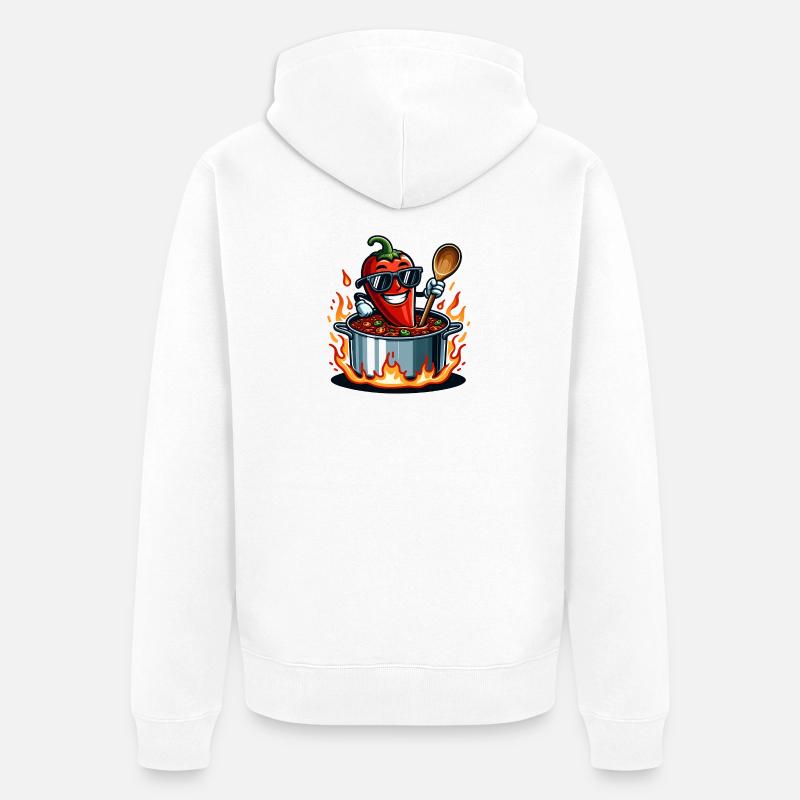 Cuisiner avec le feu - Veste à capuche bio Premium Unisexe - blanc