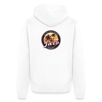 Jacó – Costa Rica Palmen Strand Design - Unisex Premium Bio Zip Hoodie - Weiß - Hinten - Thijin (182cm)