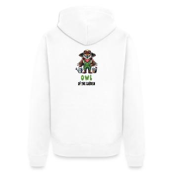Owl of the Garden Design - Unisex Premium Organic Zip Hoodie - white - Back - Thijin (182cm)