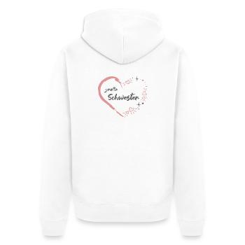 große Schwester rosa grau Herz - Unisex Premium Bio Zip Hoodie - Weiß - Hinten - Thijin (182cm)