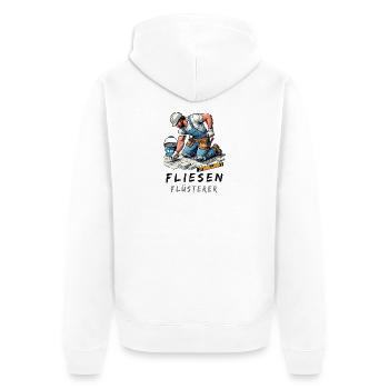 Fliesen Flüsterer – Perfektion auf den Knien - Unisex Premium Bio Zip Hoodie - Weiß - Hinten - Thijin (182cm)