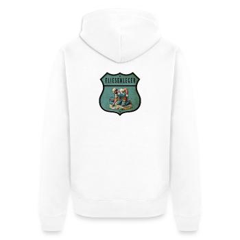 Fliesenleger Wappen Design - Unisex Premium Bio Zip Hoodie - Weiß - Hinten - Thijin (182cm)