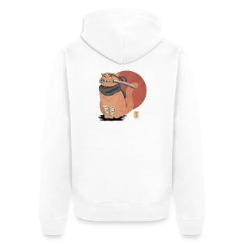 Chat samouraï avec Katana - Veste à capuche bio Premium Unisexe - blanc - Dos - Thijin (182cm)
