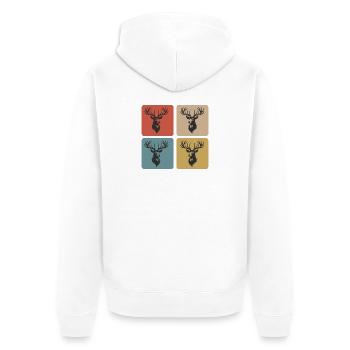Majestätischer Hirsch – Symbol der Wildnis - Unisex Premium Bio Zip Hoodie - Weiß - Hinten - Thijin (182cm)