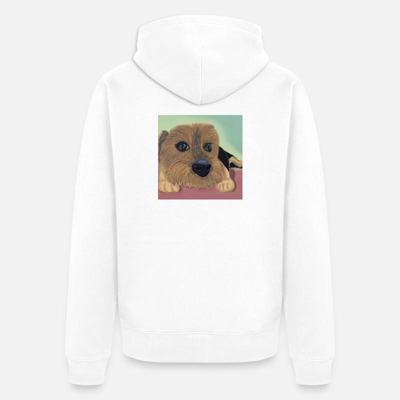 Yeux de chien ou réflexe d’amour - Veste à capuche bio Premium Unisexe - blanc