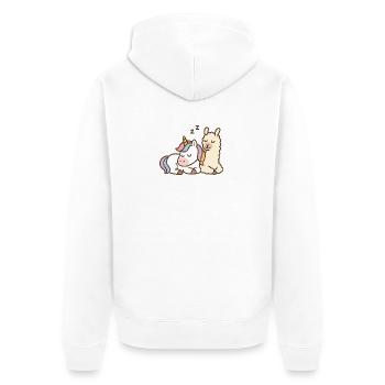 Licorne et lama endormis - Veste à capuche bio Premium Unisexe - blanc - Dos - Thijin (182cm)