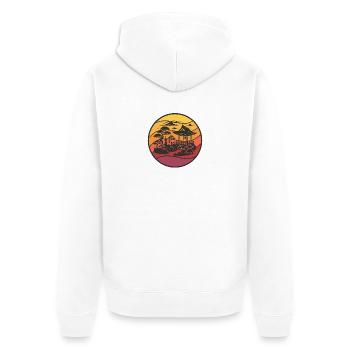 Japanischer Zen Garten – Harmonie der Natur - Unisex Premium Bio Zip Hoodie - Weiß - Hinten - Thijin (182cm)