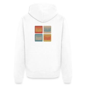 Cassette rétro – Vintage Music Design - Veste à capuche bio Premium Unisexe - blanc - Dos - Thijin (182cm)