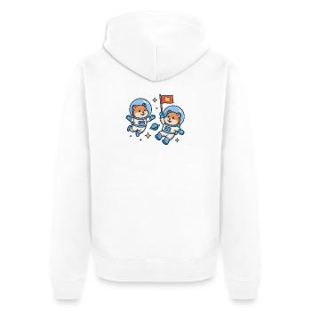 Hamster Astronauten - Unisex Premium Bio Zip Hoodie - Weiß - Hinten - Thijin (182cm)