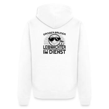 Großer Bruder Leibwächter im Dienst - Unisex Premium Bio Zip Hoodie - Weiß - Hinten - Thijin (182cm)