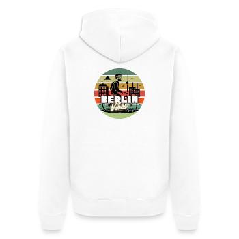 "Berlin Vibes" - Retro Sunset Style - Unisex Premium Organic Zip Hoodie - white - Back - Thijin (182cm)