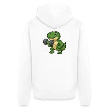 Mignon Dino T-Rex Entraînement Fitness Dessin animé - Veste à capuche bio Premium Unisexe - blanc - Dos - Thijin (182cm)