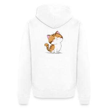 Süsse kleine Katze - Unisex Premium Bio Zip Hoodie - Weiß - Hinten - Thijin (182cm)