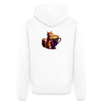Katzen Design, Milch Tasse V1 - Unisex Premium Bio Zip Hoodie - Weiß - Hinten - Thijin (182cm)