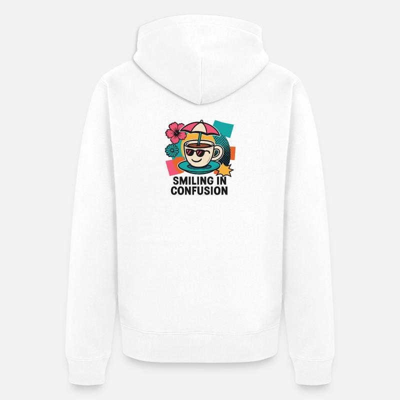 Kaffee? Sonne? Hä? - Unisex Premium Bio Zip Hoodie - Weiß