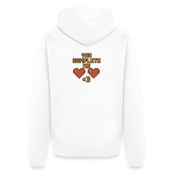 Pixelartige Liebesbotschaft - Unisex Premium Bio Zip Hoodie - Weiß - Hinten - Thijin (182cm)