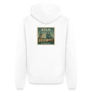 Timbre souvenir de Cologne - Veste à capuche bio Premium Unisexe - blanc - Dos - Thijin (182cm)