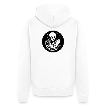 Skelett mit Katze - Unisex Premium Bio Zip Hoodie - Weiß - Hinten - Thijin (182cm)