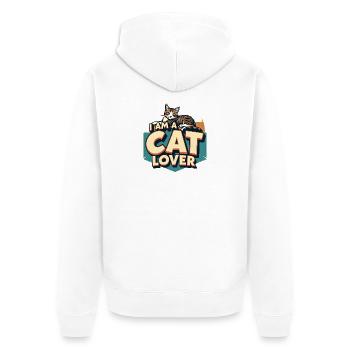 Je suis Amoureux des Chats - Veste à capuche bio Premium Unisexe - blanc - Dos - Thijin (182cm)