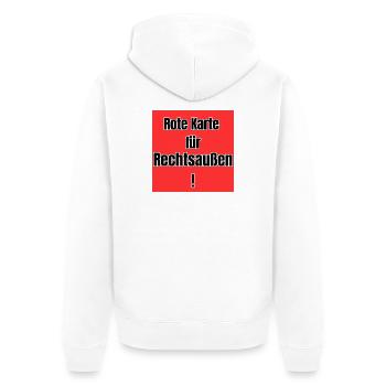 Rote Karte für Rechtsaussen! - Unisex Premium Bio Zip Hoodie - Weiß - Hinten - Thijin (182cm)