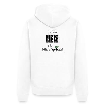 Je Suis Nièce Et Toi Quel Est Ton Super Pouvoir - Veste à capuche bio Premium Unisexe - blanc - Dos - Thijin (182cm)