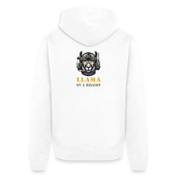 Lama en mission / Conception militaire - Veste à capuche bio Premium Unisexe - blanc - Dos - Thijin (182cm)