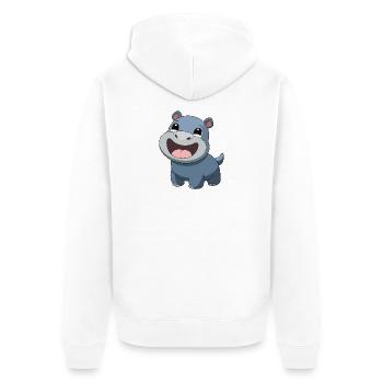 Bébé hippopotame joyeux et souriant (v02) - Veste à capuche bio Premium Unisexe - blanc - Dos - Thijin (182cm)